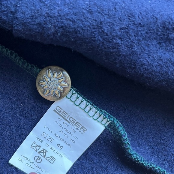 Geiger Navy Green Austria 100% Wool Jacket Vest Cardigan Size 44 - Picture 7 of 8